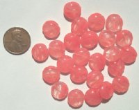 25 12x5mm Crystal & Cotton Candy Pink Rounded Flat Disks